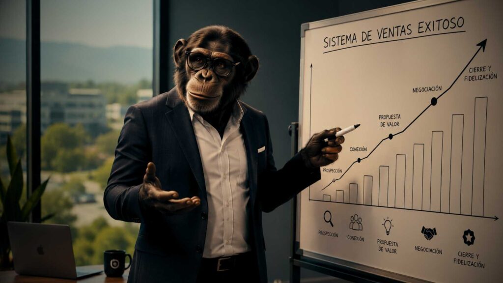 Esquema de un sistema comercial moderno que integra estrategia, CRM, datos, automatización, inteligencia artificial y postventa