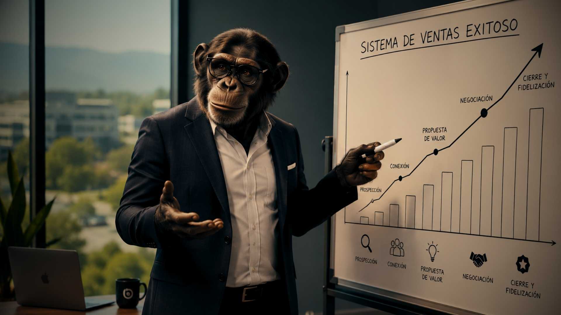 Esquema de un sistema comercial moderno que integra estrategia, CRM, datos, automatización, inteligencia artificial y postventa